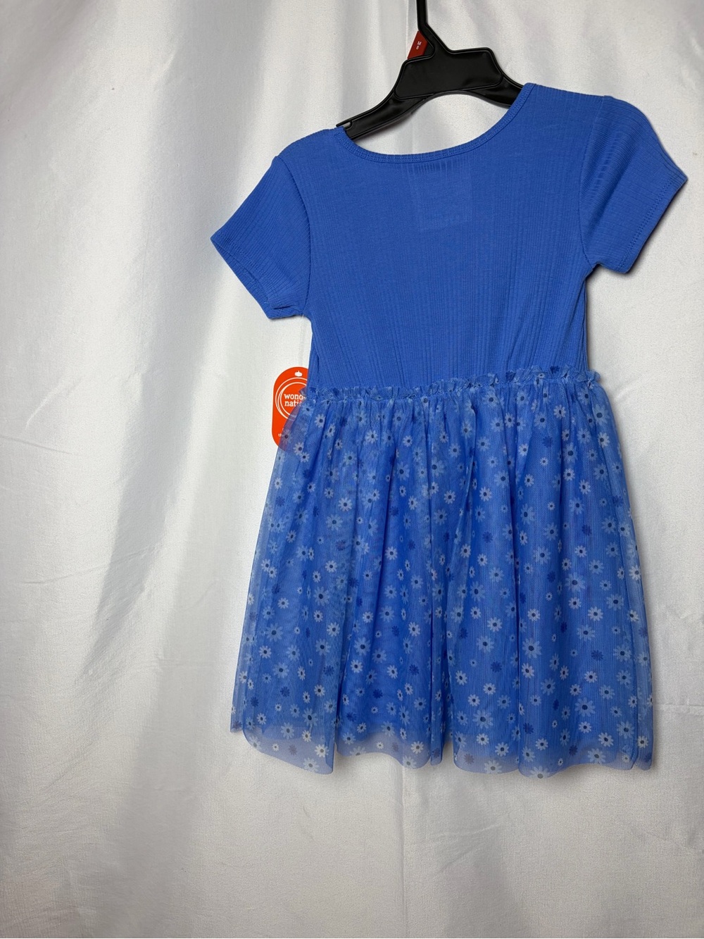 Girls' Blue Floral Tulle Skirt Dress - Picture 2 of 5